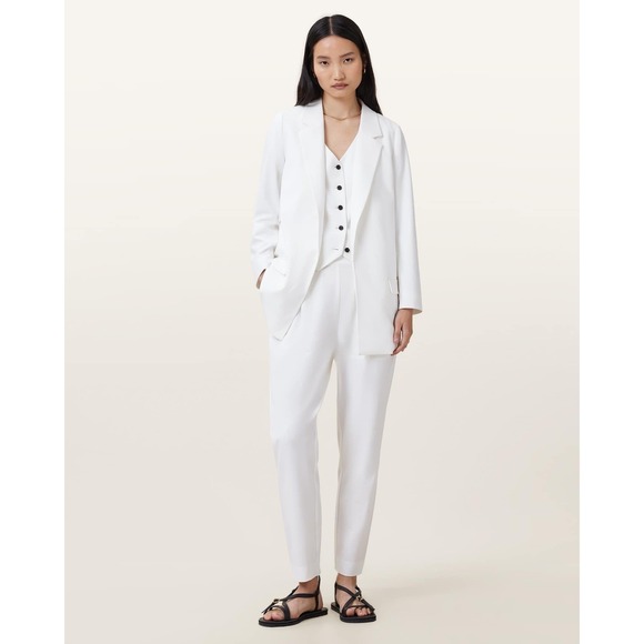 All Saints Aleida Lightweight White Pleated Trousers Tri Pants Size 0 $169 - Picture 4 of 13